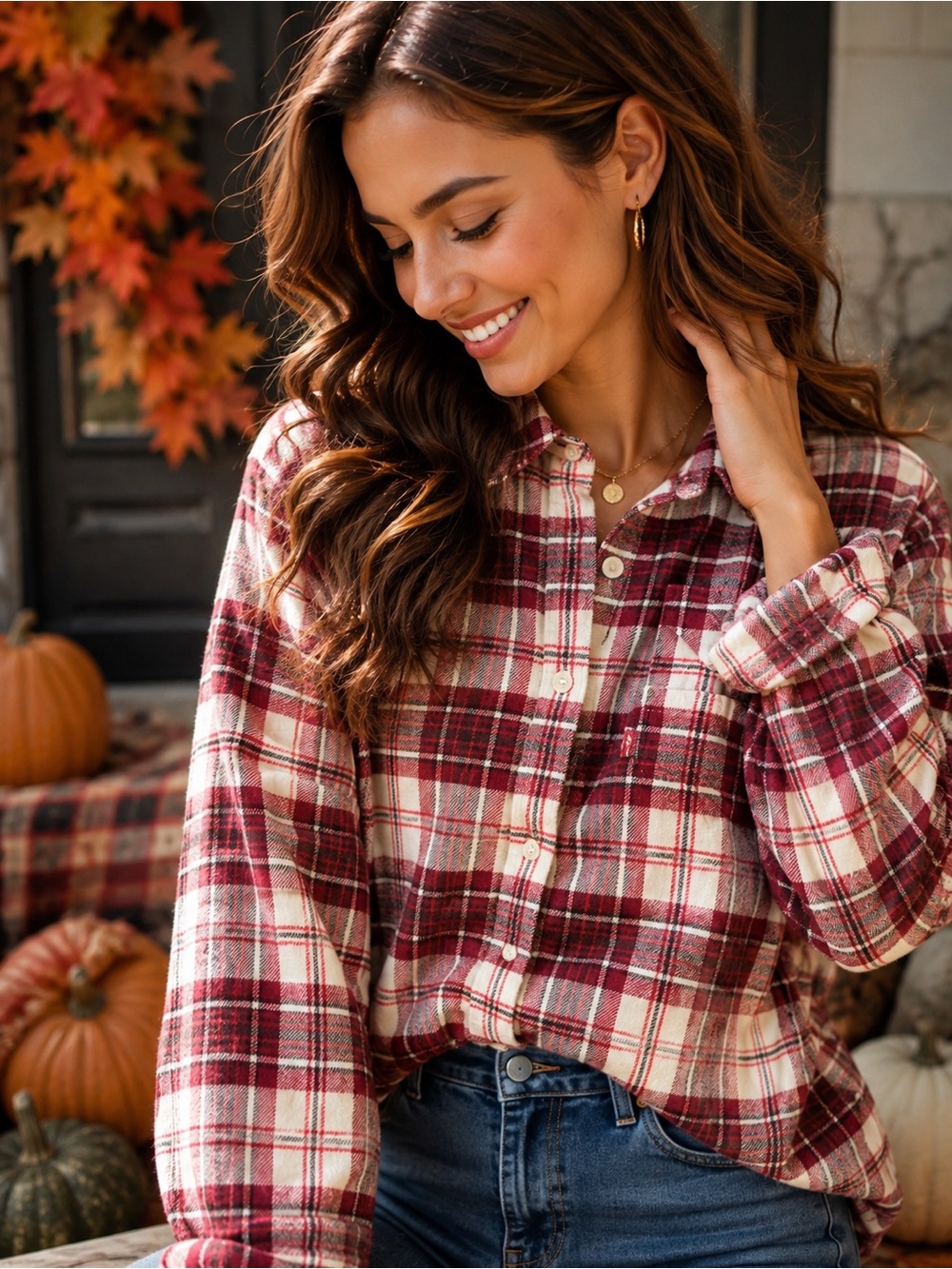 Levi’s 2X Red Cream Plaid Flannel Button Down Shirt Plus Size